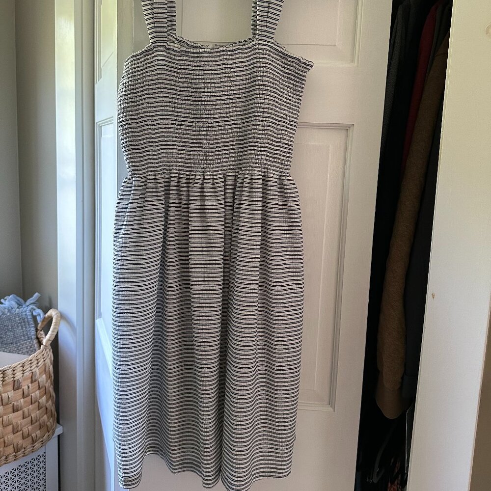 Madewell Striped Dress with Smocked Bodice - Sz L